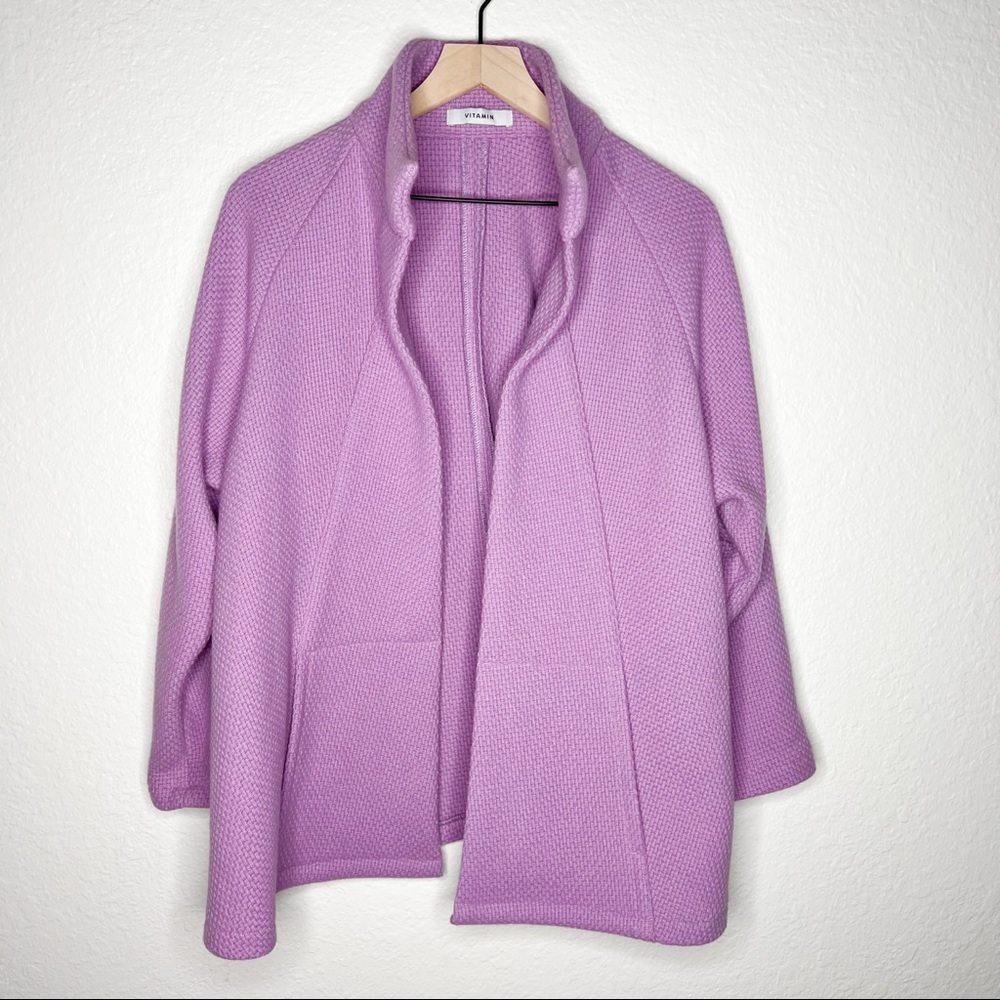 Vitamin 100% Wool Open Front Coat Jacket Purple Lilac size Small